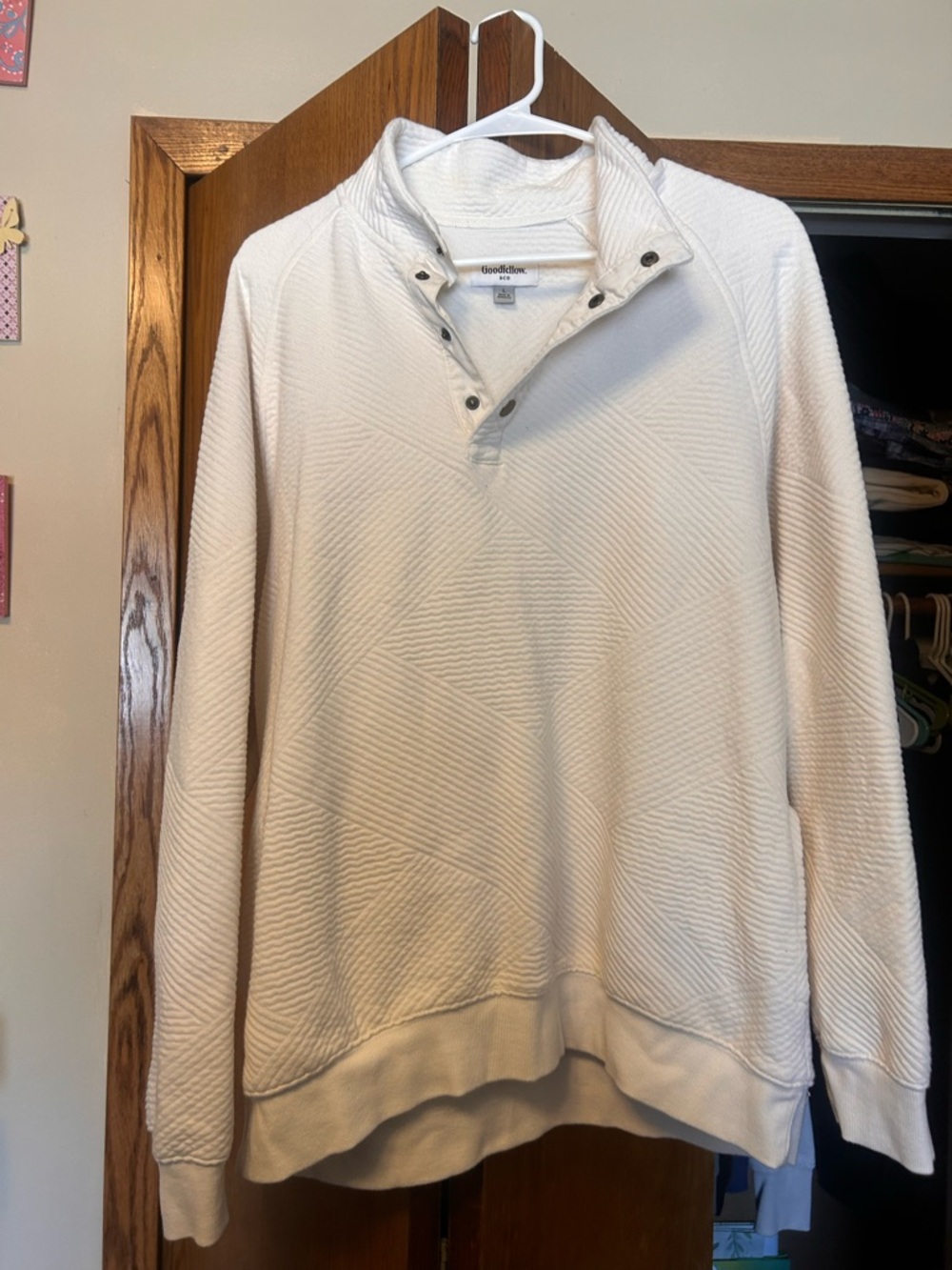 Goodfellow & Co Men's Cream Zip-Placket Textured Sweater